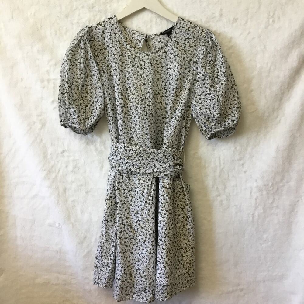 Banana Republic Floral Puff-Sleeve Belted Cotton Dress